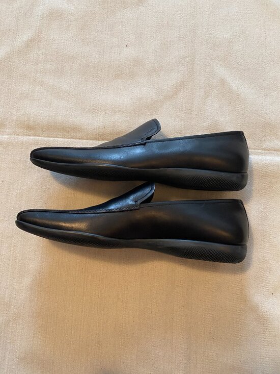 Prada Linea Rossa Black Leather Rubber Sole Loafers Size 11 main image 13